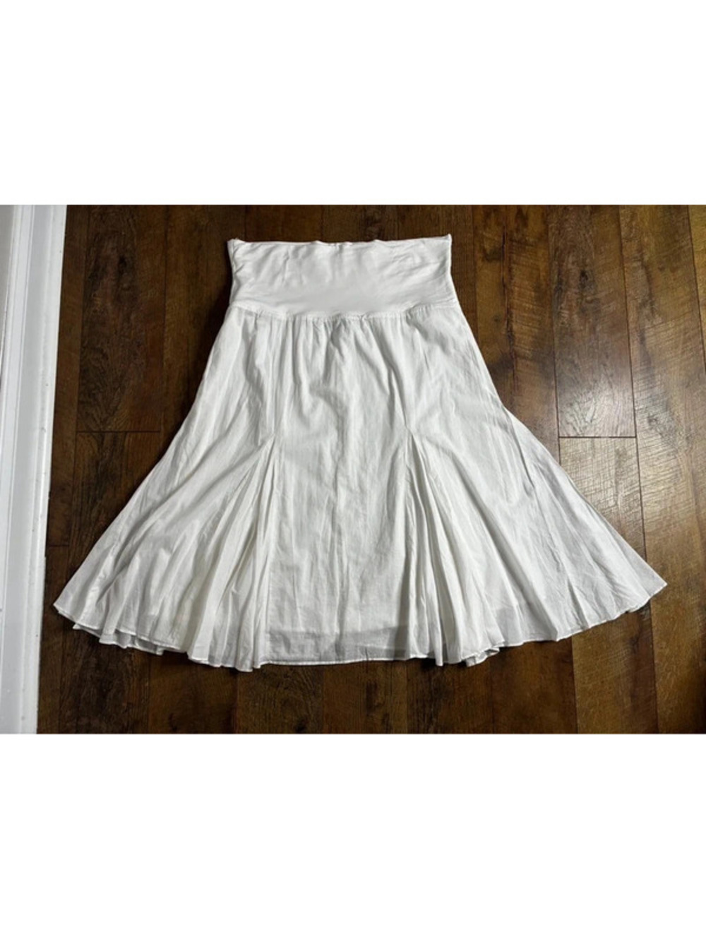 Style & Co Y2K Boho Cottagecore White Foldover Waist Midi Skirt XL